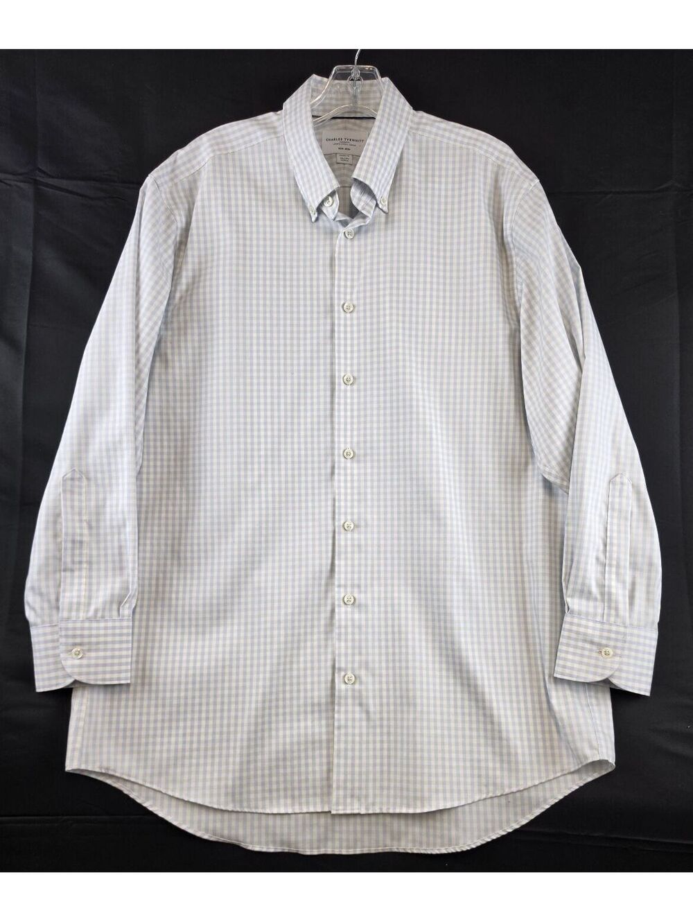 Charles Tyrwhitt Classic Fit Non-Iron Men's Dress Shirt 16.5/33 Light Blue Check
